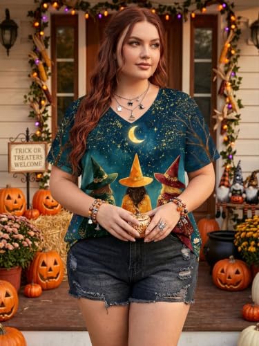 IsPICK Plus Size Halloween Shirts Women Witch Sanderson Hocus Pocus Tshirts - image 3