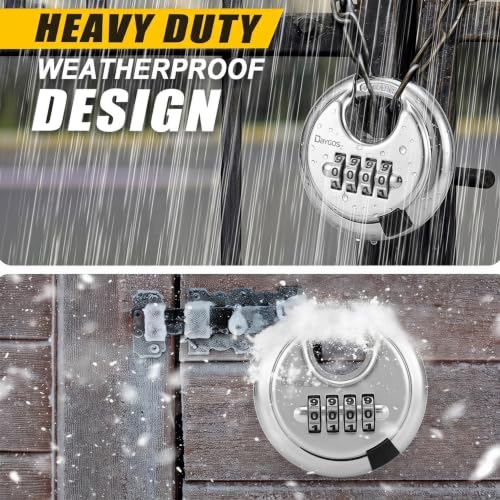 Image of DAYGOS 4 Digit Combination Disc Padlock with Hardened Steel Keyless Heavy Duty Combo Lock for Sheds,Fence,Storage Unit,Trailer,Moving Cube(3 /8-in Shackle)