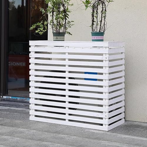 Zaunschirm für Klimaanlagen, 4 Paneele, Sichtschutzzaun aus Holz für den Außenbereich, freistehende AC-Abdeckungen für den Außenbereich (weiß, 85 x 35 x 80 cm)