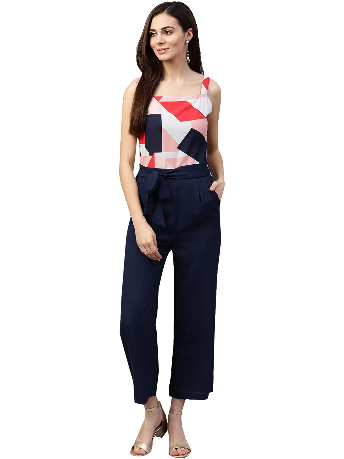 zima leto Women's Pink Abstract Print Jumpsuit-picture-10