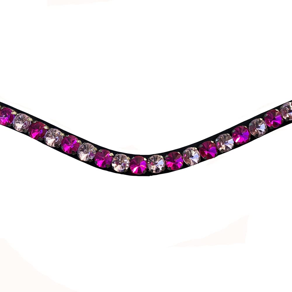 Stirnriemen Pferd Glitzer Trensen Stirnband Rosa Kirschrot Warmblut Vollblut Pony Braunes Leder
