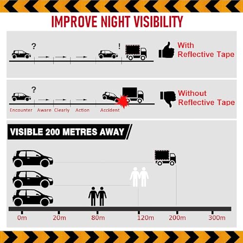Image of ZSIGNS 2 Inch X 5 METER Arrow Reflective Hazard Safety Warning Caution Tape, Reflector Industrial Marking Tape for Trailers Vehicles Stairs Steps Floor Boats Outdoor Waterproof (YELLOW & BLACK)