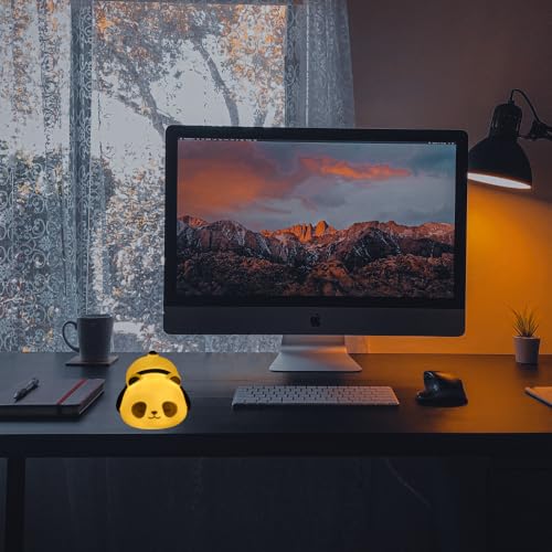 Image of Cute Panda Night Light Lamp - Yellow LED Decorative Lamp for Kids, Girls, Boys, Teens, Bedroom Room Decor - Adorable Gift for Birthday, Valentine's Day, Christmas - Battery Included