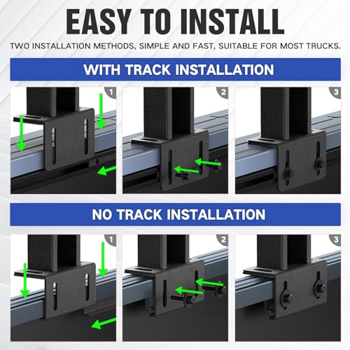 Image of YZONA Adjustable 27-30 inch High Truck Ladder Bed Racks Compatible with Tacoma /Tundra /Ram 1500 / Silverado & Sierra 1500 / F150 /Gladiator JT /Titan /Frontier /Colorado /Canyon /Ranger with 2 LED Lights