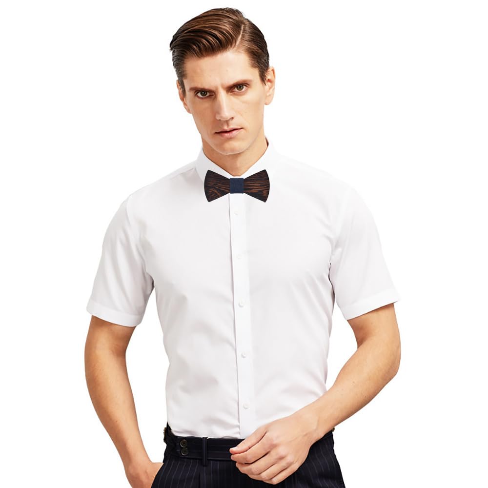 Mens Bow Ties Natural Wood Bow Tie Handcrafted Wooden Bowtie Adjustable Bowties for Tuxedo Wedding Party (09)