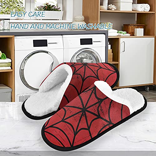 Dussdil Black Spider Web House Slippers Home Spa Slippers Memory Foam Closed Toe Slipper Non Slip for Hotel Bedroom Travel Shoes Women Men M4