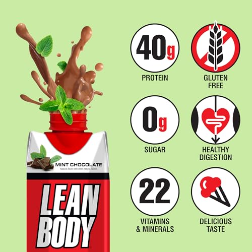 Image of Labrada Lean Body Ready-to-Drink Mint Chocolate Protein Shake, 40g Protein, Whey Blend, 0 Sugar, Gluten Free, 22 Vitamins & Minerals, (Recyclable Carton & Lid - Pack of 12) LABRADA