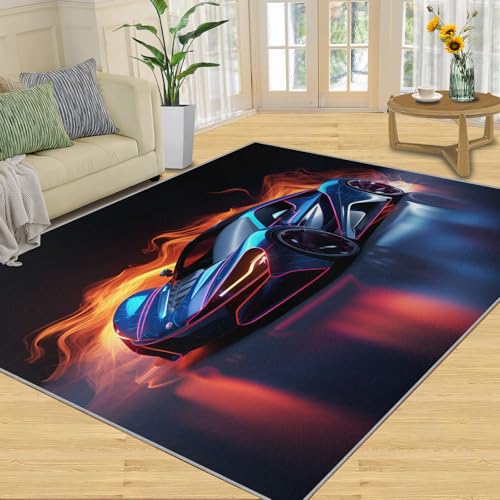 3D Gorgeous Racing Car Area Rugs 5x8, Race Car Rugs