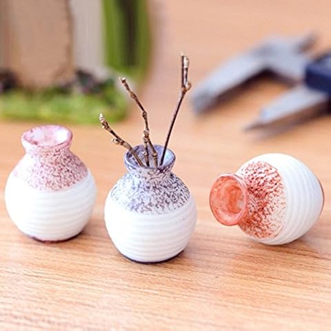 Miniature Vase Mini Resin Vase Craft Fairy Garden Ornament DIY Dollhouse Mini Vase Craft Fairy Garden Micro Landscape Decor 3PCS Cover