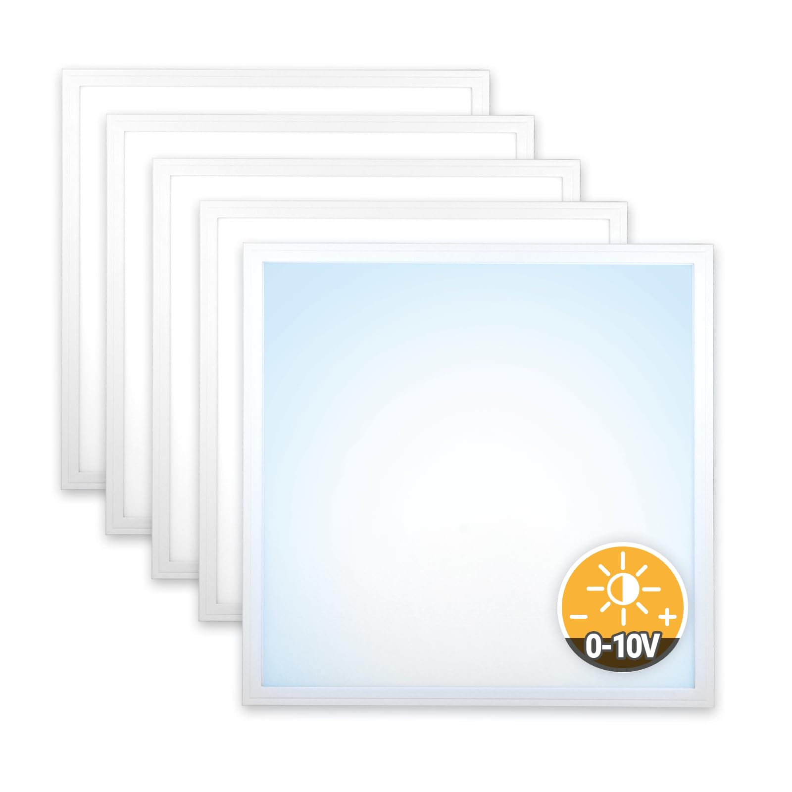5x LED Panel 62x62 Tageslichtweiß 6000K dimmbar 0-10V 36W | 4320lm Rasterleuchte Slim Alu flimmerfrei Deckenleuchte Netzteil PLs3.0