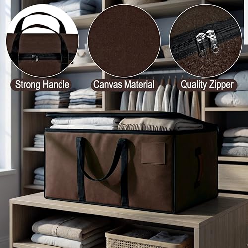 Image of Storite 2 Pack Multi-Purpose Heavy Duty Moisture Proof 81 Litres Canvas Super-Size Jumbo Underbed Storage Bag /Toys /Blankets /Stationery Paper /Clothes /Moving Bags (87x26x36 cm), Brown