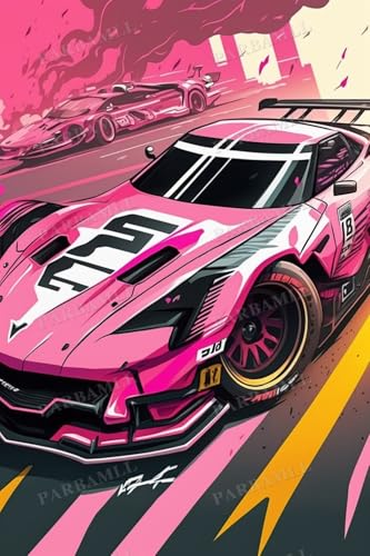 Diamond Painting DIY Fun Framable Wall Art Decor Great Gift for Craft Lovers (12X12 inch Warm Bedroom Decor Living Room Decor) Cool Pink Sports Car Diamond Painting Kits