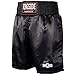 Ringside Pro-Style Boxing Trunks, Satin Shorts for Men and Women, Ideal for MMA, Muay Thai, Kickboxing, Competition, Training, and Workout, Boxing Equipment, Black, Medium