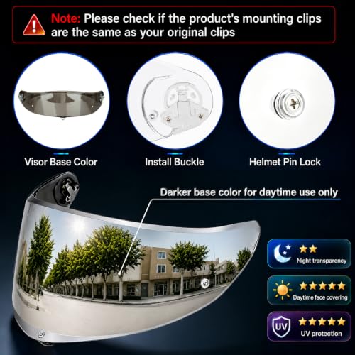 Image of PSLER Shatterproof Motorcycle Helmet Visor for K6 K6s,Silver-Mirror