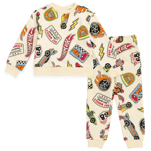 Hot Wheels Fleece Pullover Sweatshirt and Jogger Pants Outfit Set Toddler to Big Kid Sizes (2T - 10-12)