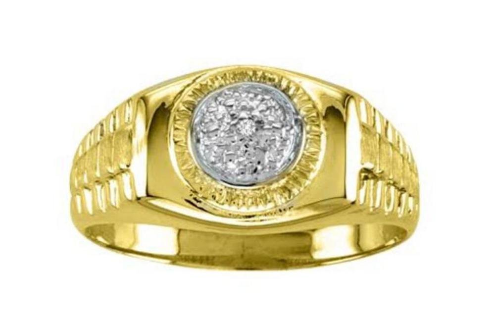 Mens Diamond Lucky Pinky anillo plata de ley chapado en oro o plata