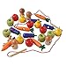 Constructive Playthings Kids Wooden Fruits and Vegetables with Lacers, 26 pcs., Multicolor