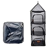 Holzsammlung Hängendes Trockennetz Faltbare 4 Schichten Regale Dry Rack Netz Hängender Speicher Korb Reißverschlussöffnung für Zelt Pflanzen Pullover Obst Gemüse Fisch Kräuter oder Wäschetrockner