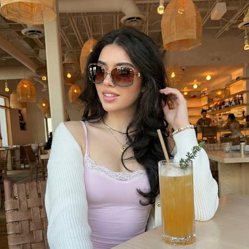 Image of SIPHEW Polarized Sunglasses for Women | Vintage Square Sunglasses w UV400 Protection | Womens Wraparound Shade