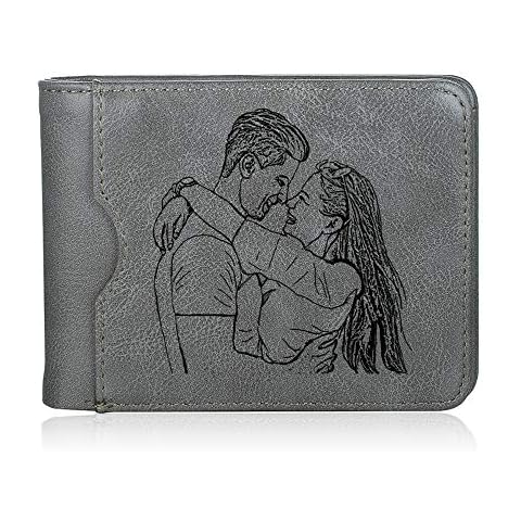 SimpleQ Custom Photo Wallets for Men, Engraved Names Wallet for Men Personalized Picture Wallet Casual Bifold Wallet Gifts for Dad Husband, Boyfriend, Father Cover