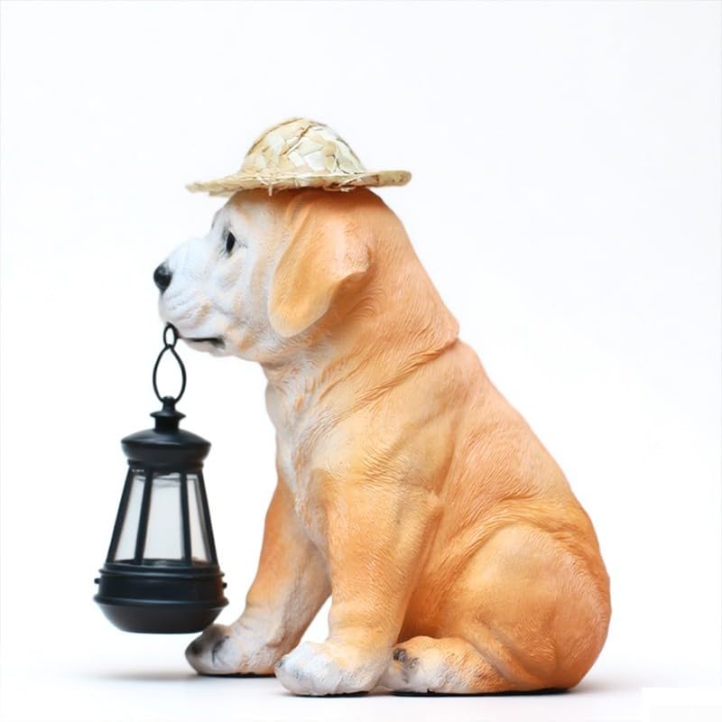 Lampe solaire de jardin avec marche/arrêt automatique en résine jaune
