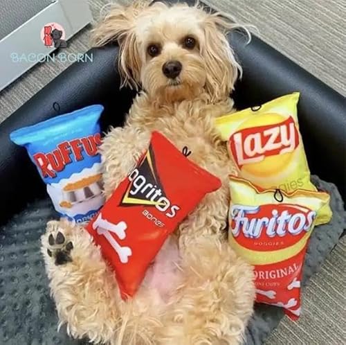 Brinquedo Pelucia Com Apito Mordedor Barulho Pet Salgadinho (Amarelo)