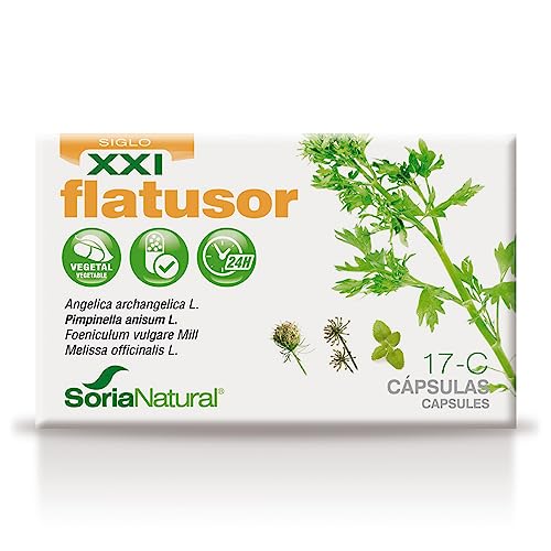 Soria Natural Flatusor - Alivia la Distensión Abdominal, Gases y Flatulencias, Favorece la Digestión - Liberación Prolongada para Efecto Largo y Sostenido - 30 Cápsulas