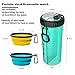 Dog Water Bottle for Walking - 2 in 1 Portable Travel Dual Chambered Pets Drinking Cup Dispenser Mug and Food Container with 2 Collapsible Bowls
