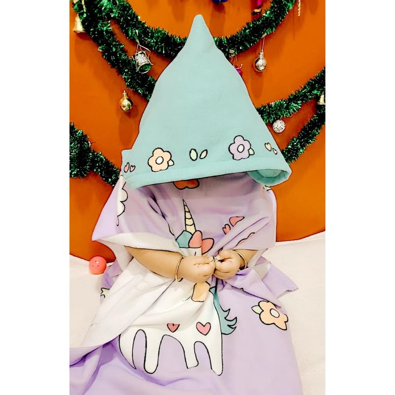 Image of Famyo Purple Unicorn Poncho Towel for Kids | Hooded Bath Towels | 60 x 60cm Toddler Pool Towel for Boys & Girls, 1-7 Years | Cute & Cozy Bathrobe Alternative