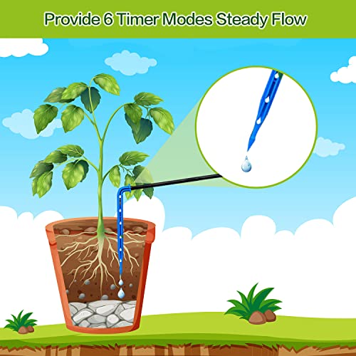 Automatic Drip Irrigation Kit,Emeara Solar Automatic Drip Irrigation System For Potted Plants,Support 15Pots, 6Timing Modes Plant Automatic Watering Devices - Diy Intelligent Garden Watering System Set For Potted Plants #TOP3