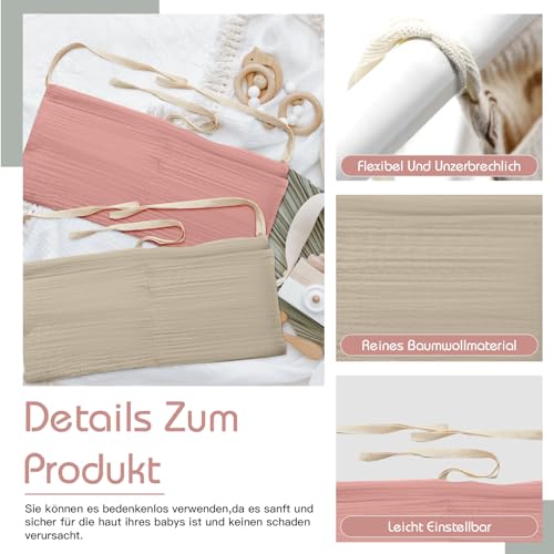 ZOCONE 2 Stücke Babybett Organizer Hängend, 2-in-1 Baby Kinderzimmer Organizer Aufhängen Babybett Verstellbarer Organizer für Windeln Kleidung Spielzeug Hängeorganizer Babybetttasche(Rosa+Khaki)