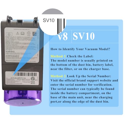 Professional 8500mAh V8 Battery Replacement for Dyson V8 Animal Absolute Motorhead Fluffy Handheld/Stick Cordless Vacuum Cleaner Li-ion 215681 SV10 967834 05 Battery 3 Filters and 3 Screws Included