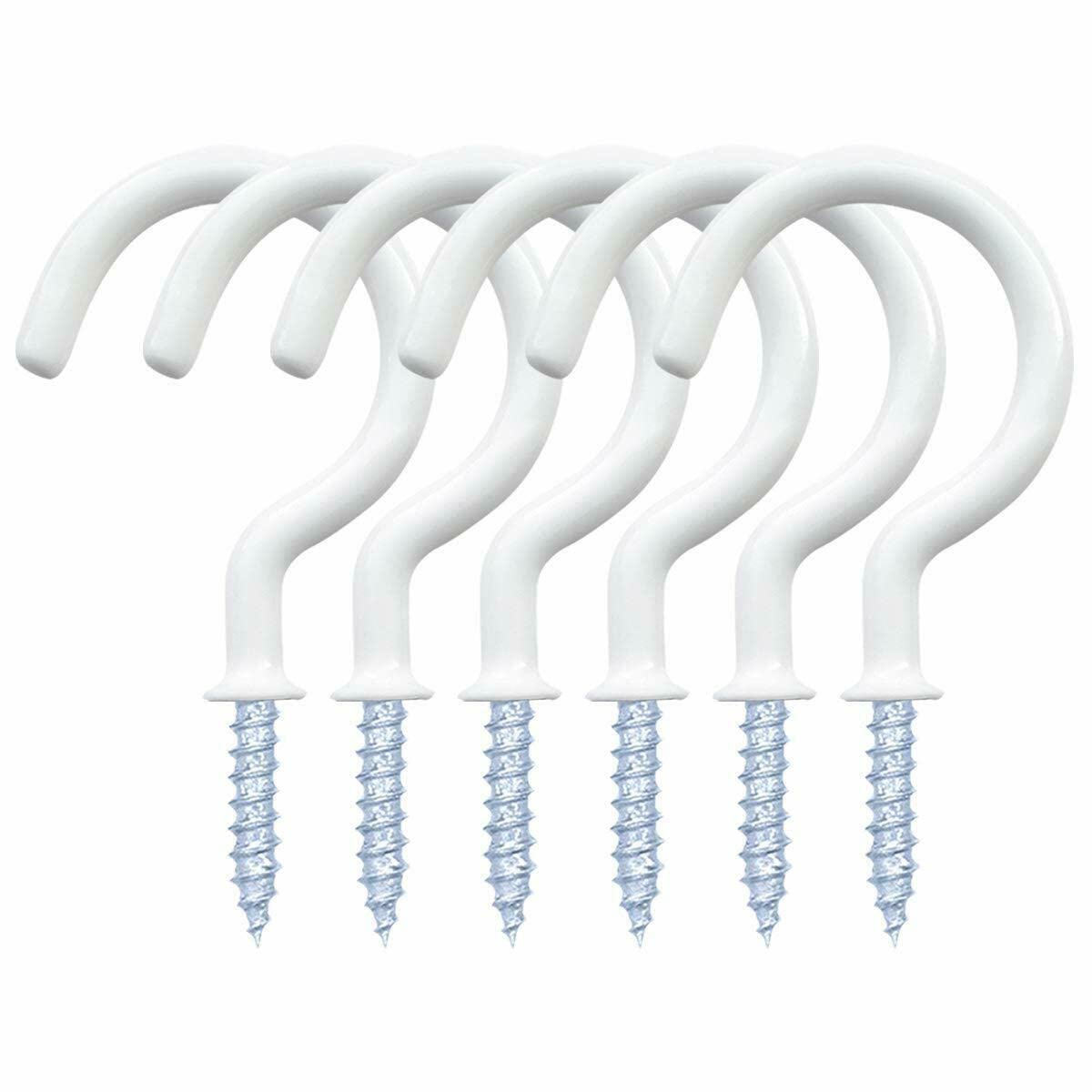 20PCS Cup Hook Metal Ceiling Hooks Multipurpose Vinyl Coated Screw-in Wall Hooks for Hanging Plants, Cups,Kitchen Hooks, Utensils, Lights and Stuff Great for Indoor & Outdoor Use (White, 38mm)