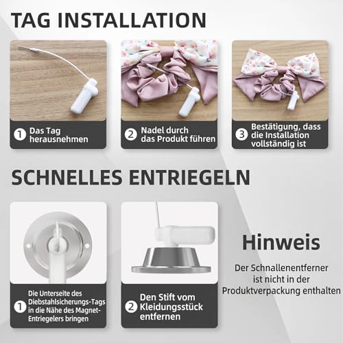 SECUREYVILL Hard Clothing Security Tags, RF 8,2 MHz Mini-Hartanhänger mit Umhängeband, Anti-Diebstahl-Tag, kompatibel mit RF EAS-Systemen für Kleidung, Schuhe und Taschen, 100 Stück