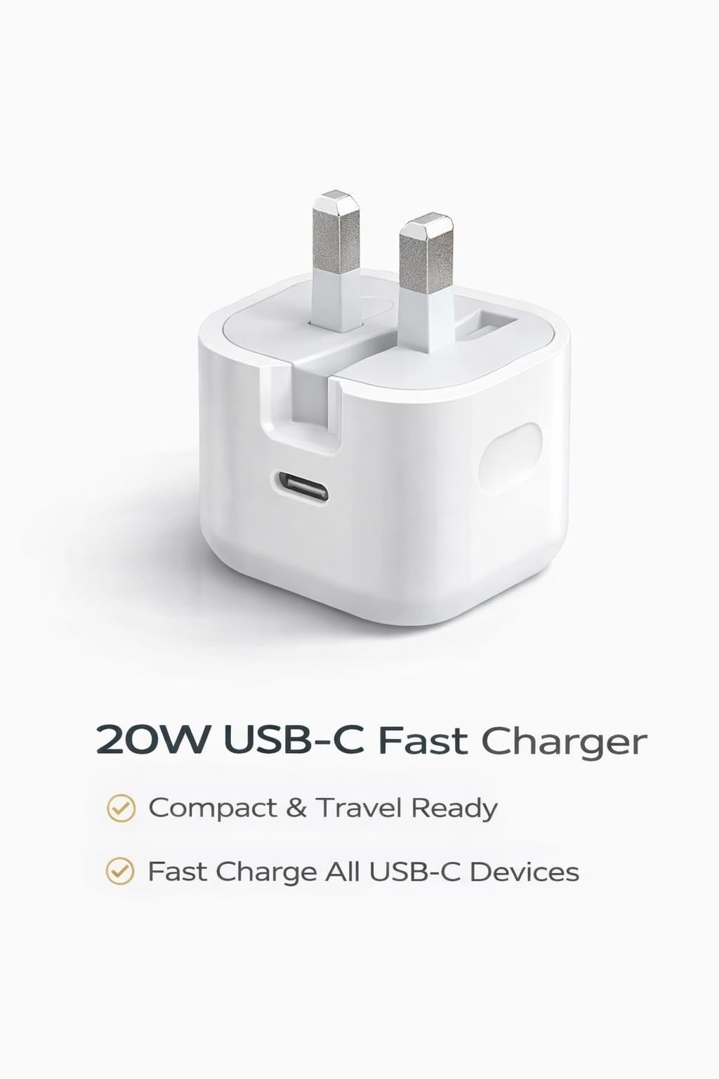 USB-C Fast Charging 20W UK Plug Adapter | Type C Charger Compatible with iPhone 15/16/17, Samsung, Android | Fast Charge Power Delivery (Option to buy Cable, Adapter or Bundle) (Adaptor Only) — view 4
