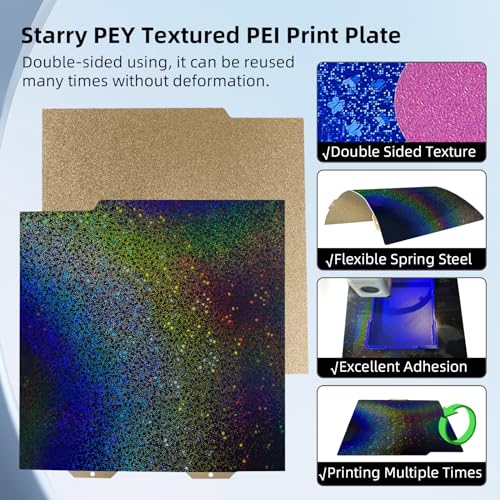 Image of IdeaFormer-3D Rainbow Starry PEY+Textured PEI Build Plate for Bambu Lab A1 Mini, Double Sided PEY PEI Spring Steel Sheet 184x184mm for Bambu A1 Mini 3D Printers
