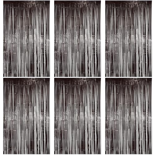 Image of Hampton Distribution 6 Pack Black Fringe Backdrop, Black Streamers Party Backdrop, Party Decorations Supplies for Birthday, Holidays, Parties & More