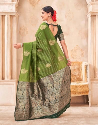 Image of SIRIL Women's Banarasi Soft Silk Saree Pure Silk with Unstitched Blouse Piece