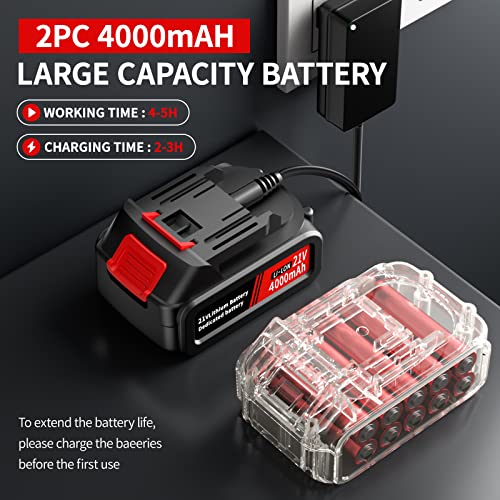 2-in-1 Electric Pruning Shears & 6in Cordless mini Chainsaw with Oil System,Cordless Pruner with 6 Ft High Reach Extension Pole,2Pcs 4000mAh Batteries,LCD Display (2 Blades&2 Chains)