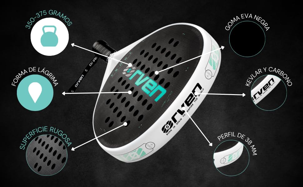 Image secondaire de Raquette de Padel Orven Tonga V1 - Puissance et Contrôle pour Joueurs Avancés