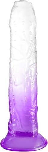 Shkanla Consolador de cristal realista de 6.9 pulgadas con fuerte ventosa, juguete sexual para adultos para mujeres, suave y pequeño Jelly Dong para