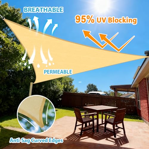 Amagenix Shade Sail 24'X24'X33.9' Triangle Sand UV Block Breathable Sun Shade Canopy for Outdoor Patio Garden Deck Backyard, Customizable by Amagenix - Image 2