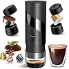 2 in 1 Portable Electric Coffee Maker None Self-heating, 20-Bar Travel Coffee Maker, Portable Espresso Machine for Car, Camping, Office, Compatible with Coffee Powder and Nespresso Capsule