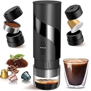 2 in 1 Portable Electric Coffee Maker None Self-heating, 20-Bar Travel Coffee Maker, Portable Espresso Machine for Car, Camping, Office, Compatible with Coffee Powder and Nespresso Capsule