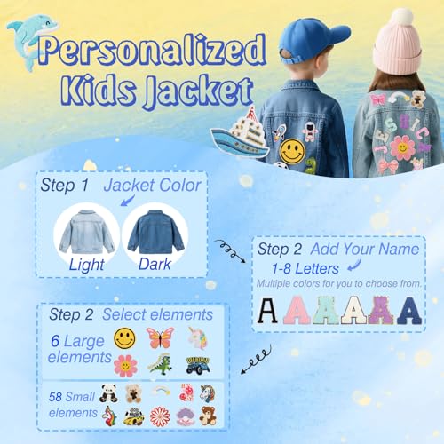 Personalized Kids Denim Jacket with Name Custom Jean Jackets Clothes for 1-12 Years Old Girls Boys Spring Fall Outerwear3