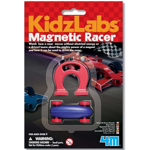 4M KidzLabs Magnetic Racer - Gray, U Magnet & Racer Car, STEM Science