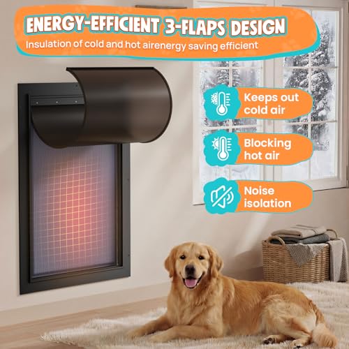 Tiylibe 3-Flap Dog Door for Wall, All Aluminum Doggie Door Pets Up 220LB by Tiylibe - Image 3