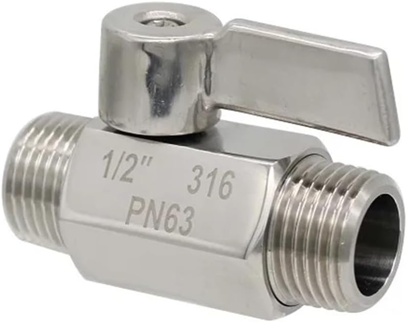 1PCS 316 Stainless Steel mini Ball Valve Internal and External Wire Pressure Valve Water Pipe Thread Switch DN15(Male to FEMALE-04)
