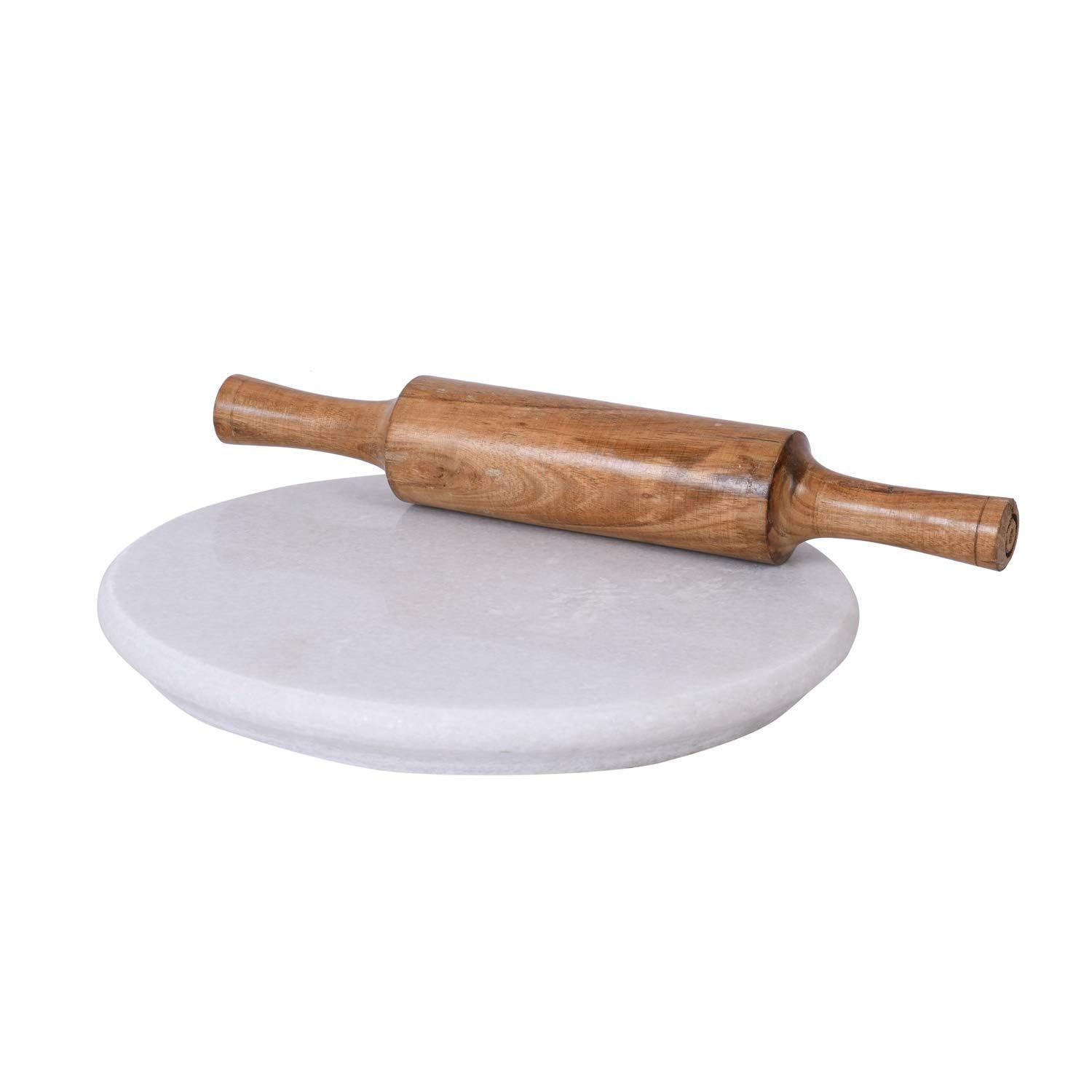 Chakla Belan Marmor Rund Polpat-Roti Roller Chakla-Belan Rollset Roti Maker Chapatti Marmor Chakla Holz Belan Täglichen Gebrauch Küchenartikel (Größe M)