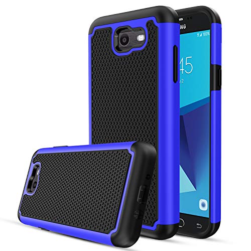For Samsung Galaxy J3 Emerge / J3 Prime / J3 Mission / J3 Eclipse / J3 2017 / J3 Luna Pro / Sol 2 / Amp Prime 2 / Express Prime 2 Case, OEAGO Hybrid Dual Layer Defender Protective Case Cover (Blue)